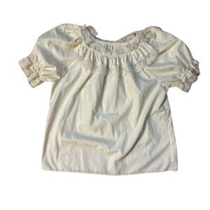 VINTAGE Womens MEDIUM Beige Lace Square Dance top